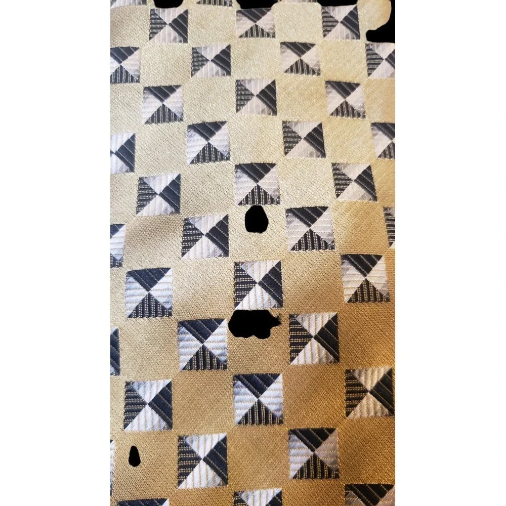 Alexander Julian Colours‎ Mens Gold, Black, Silver Geometric Polyester Neck Tie
